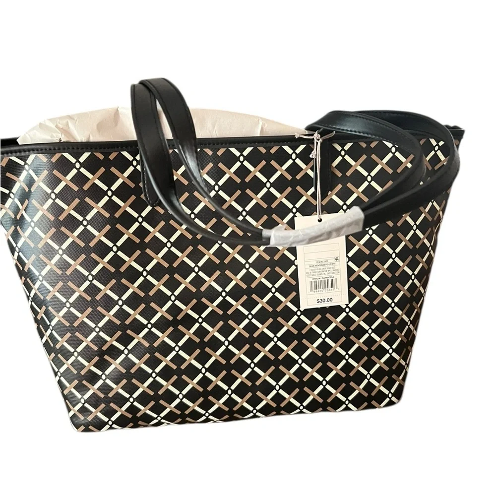 a new day Black and Cream Patterned Tote - Picture 4 of 10